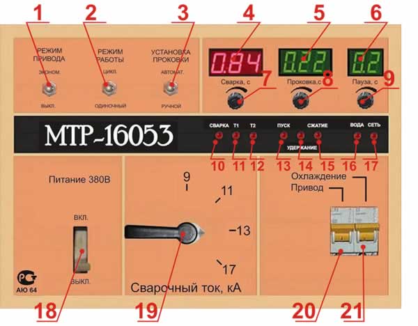 панель управления для машины точечной сварки мтр-16053